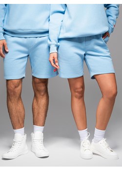 Szorty dresowe unisex ze ściągaczem w pasie – błękitne V8 OU-SRBC-0101 ze sklepu ombre w kategorii Spodenki męskie - zdjęcie 182591733