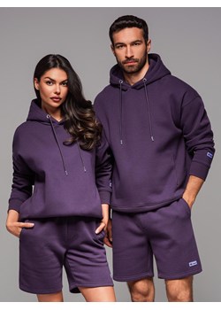 Bluza dresowa unisex z kieszeniami i kapturem – fioletowa V13 OU-SNBC-0105 ze sklepu ombre w kategorii Bluzy męskie - zdjęcie 182591841
