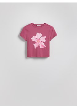 Reserved - T-shirt z kwiatowym nadrukiem - jasnofioletowy ze sklepu Reserved w kategorii Bluzki damskie - zdjęcie 182592321
