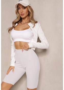 Jasnoszare Sportowe Szorty Kolarki Prążkowane High Waist Steiama ze sklepu renee.pl w kategorii Szorty - zdjęcie 182592892