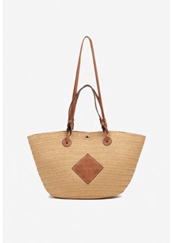 Ciemnobeżowa Pleciona Torebka Typu Shopperka Galmeira ze sklepu renee.pl w kategorii Torby Shopper bag - zdjęcie 182592973
