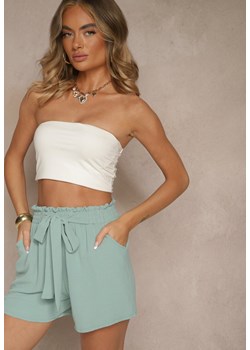 Zielone Szorty High Waist z Ozdobnym Wiązaniem i Gumką w Pasie Mevalena ze sklepu renee.pl w kategorii Szorty - zdjęcie 182593010