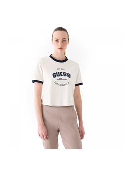 Damski t-shirt z nadrukiem Guess Raquelle - biały ze sklepu Sportstylestory.com w kategorii Bluzki damskie - zdjęcie 182593200
