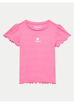 Guess T-Shirt K4YI14 KBZP4 Różowy Regular Fit ze sklepu MODIVO w kategorii Bluzki dziewczęce - zdjęcie 182594542