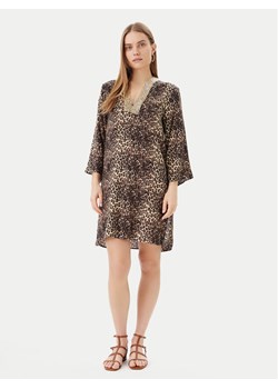 LOLA CASADEMUNT Sukienka letnia LS2516036 Brązowy Relaxed Fit ze sklepu MODIVO w kategorii Sukienki - zdjęcie 182595820