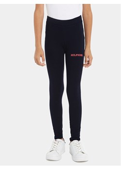 Tommy Hilfiger Legginsy Monotype KG0KG07880 D Granatowy Slim Fit ze sklepu MODIVO w kategorii Spodnie dziewczęce - zdjęcie 182595924