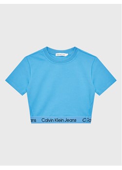 Calvin Klein Jeans T-Shirt Logo Tape IG0IG01948 Niebieski Regular Fit ze sklepu MODIVO w kategorii Bluzki dziewczęce - zdjęcie 182596844
