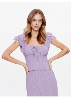 BDG Urban Outfitters Top BDG NOVA RUCHED BLOUSE 76465863 Różowy V-Neck Fit ze sklepu MODIVO w kategorii Bluzki damskie - zdjęcie 182598581
