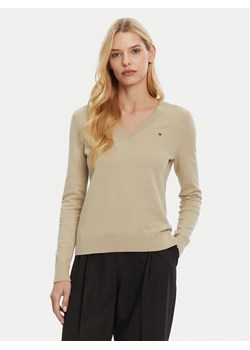 Tommy Hilfiger Sweter WW0WW40098 Beżowy Regular Fit ze sklepu MODIVO w kategorii Swetry damskie - zdjęcie 182599053