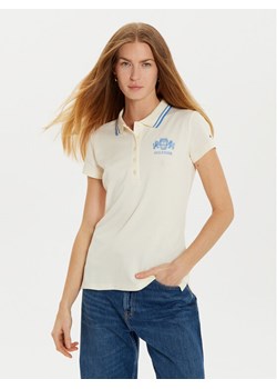 Tommy Hilfiger Polo Varsity WW0WW43931 Beżowy Slim Fit ze sklepu MODIVO w kategorii Bluzki damskie - zdjęcie 182600234