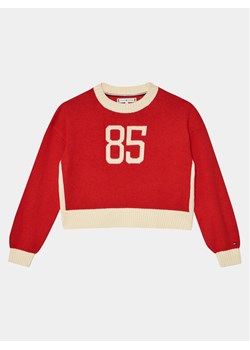 Tommy Hilfiger Sweter 85 Varsity Sweater KG0KG07770 Czerwony Regular Fit ze sklepu MODIVO w kategorii Swetry dziewczęce - zdjęcie 182601794