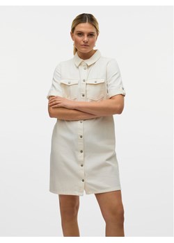 Vero Moda Sukienka jeansowa Jennie 10309665 Biały Regular Fit ze sklepu MODIVO w kategorii Sukienki - zdjęcie 182602310