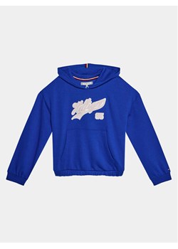 Tommy Hilfiger Bluza Hilfiger Script Hoodie KG0KG07721 Niebieski Regular Fit ze sklepu MODIVO w kategorii Bluzy dziewczęce - zdjęcie 182603043