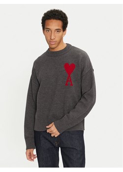 AMI PARIS Sweter BFUKS006.018 Szary Regular Fit ze sklepu MODIVO w kategorii Swetry męskie - zdjęcie 182603382