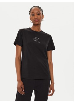 Calvin Klein Jeans T-Shirt Outlined J20J224791 Czarny Regular Fit ze sklepu MODIVO w kategorii Bluzki damskie - zdjęcie 182604141