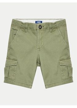 Jack&Jones Junior Szorty materiałowe 12182856 Zielony Cargo Fit ze sklepu MODIVO w kategorii Spodenki chłopięce - zdjęcie 182605164
