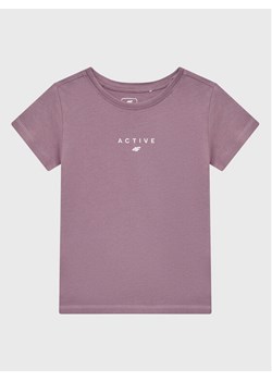 4F T-Shirt HJZ22-JTSD002 Fioletowy Regular Fit ze sklepu MODIVO w kategorii Bluzki dziewczęce - zdjęcie 182606410