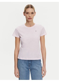 Tommy Hilfiger T-Shirt Slub WW0WW44433 Różowy Slim Fit - id: 0000304721137 - marki Tommy Hilfiger - 182607191 Tommy Hilfiger T-Shirt Slub WW0WW44433 Różowy Slim Fit ze sklepu MODIVO w kategorii Bluzki damskie - zdjęcie 182607191