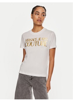 Versace Jeans Couture T-Shirt 77HAHT01 CJ00T Biały Regular Fit ze sklepu MODIVO w kategorii Bluzki damskie - zdjęcie 182608213