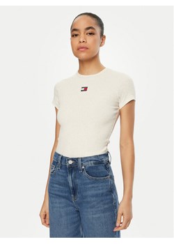 Tommy Jeans T-Shirt DW0DW20463 Beżowy Slim Fit ze sklepu MODIVO w kategorii Bluzki damskie - zdjęcie 182608821