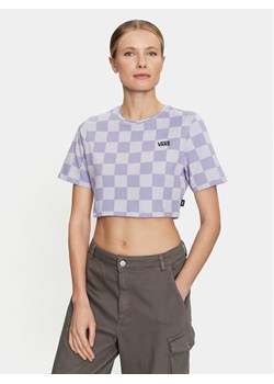 Vans T-Shirt Checker Crew Crop Ii VN000GB5 Granatowy Regular Fit ze sklepu MODIVO w kategorii Bluzki damskie - zdjęcie 182609492