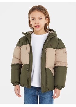 Tommy Hilfiger Kurtka puchowa Essential Colorblock KB0KB08559 M Zielony Regular Fit ze sklepu MODIVO w kategorii Kurtki dziewczęce - zdjęcie 182609511