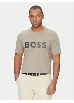 BOSS T-Shirt Tape Logo 50530990 Beżowy Regular Fit ze sklepu MODIVO w kategorii T-shirty męskie - zdjęcie 182611180