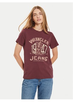 Wrangler T-Shirt Graphic 112356427 Bordowy Regular Fit ze sklepu MODIVO w kategorii Bluzki damskie - zdjęcie 182611363