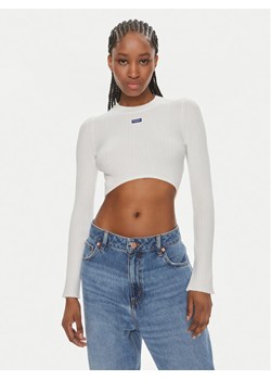 Hugo Sweter Succoire_B 50514280 Biały Slim Fit ze sklepu MODIVO w kategorii Swetry damskie - zdjęcie 182611900