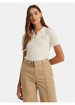 LAUREN RALPH LAUREN Polo 200932224001 Écru Slim Fit ze sklepu MODIVO w kategorii Bluzki damskie - zdjęcie 182613560