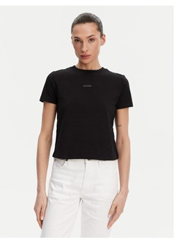 Calvin Klein Jeans T-Shirt Placed Institutional J20J225524 Czarny Slim Fit ze sklepu MODIVO w kategorii Bluzki damskie - zdjęcie 182614042