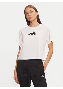 adidas Koszulka techniczna Train Essentials Big Logo JG8615 Biały Regular Fit ze sklepu MODIVO w kategorii Bluzki damskie - zdjęcie 182614261