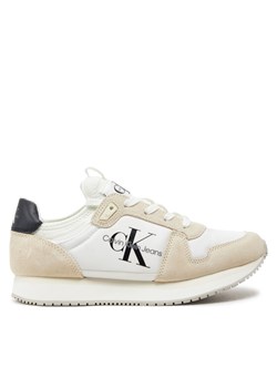 Calvin Klein Jeans Sneakersy Runner Sock Laceup Ny-Lth Wn YW0YW00840 Biały ze sklepu MODIVO w kategorii Buty sportowe damskie - zdjęcie 182614581