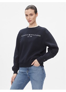 Tommy Hilfiger Bluza Logo WW0WW39791 Niebieski Regular Fit ze sklepu MODIVO w kategorii Bluzy damskie - zdjęcie 182614593
