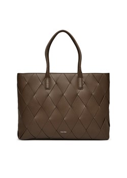 Calvin Klein Torebka Ck Woven Medium Shopper K60K612994 Brązowy ze sklepu MODIVO w kategorii Torby Shopper bag - zdjęcie 182614603
