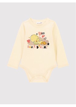 Coccodrillo Body LOONEY TUNES ZC2112101LIG Beżowy Regular Fit ze sklepu MODIVO w kategorii Body niemowlęce - zdjęcie 182614760