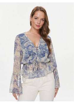 Guess Bluzka Ls Demi W4RH24 WDWT2 Niebieski Regular Fit ze sklepu MODIVO w kategorii Bluzki damskie - zdjęcie 182615224