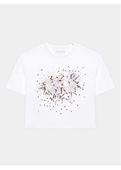 Guess T-Shirt J3YI21 K6YW1 Biały Boxy Fit ze sklepu MODIVO w kategorii Bluzki dziewczęce - zdjęcie 182616181