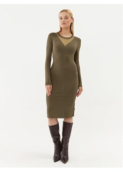 Fracomina Sukienka dzianinowa FJ23WD5002K51801 Khaki Slim Fit ze sklepu MODIVO w kategorii Sukienki - zdjęcie 182616562