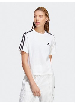 adidas T-Shirt Essentials 3-Stripes Single Jersey Crop Top HR4915 Biały Loose Fit ze sklepu MODIVO w kategorii Bluzki damskie - zdjęcie 182616601