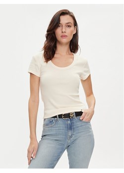 Tommy Hilfiger T-Shirt WW0WW41776 Beżowy Slim Fit ze sklepu MODIVO w kategorii Bluzki damskie - zdjęcie 182616991
