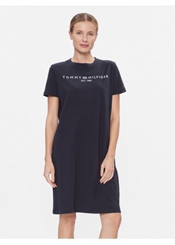 Tommy Hilfiger Sukienka codzienna Rlx Corp Logo Tshirt Drs Ss WW0WW41013 Granatowy Regular Fit ze sklepu MODIVO w kategorii Sukienki - zdjęcie 182617750