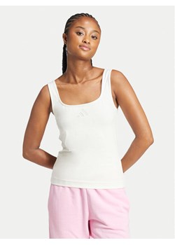 adidas Top All SZN Luxe JJ2337 Biały Slim Fit ze sklepu MODIVO w kategorii Bluzki damskie - zdjęcie 182618673