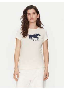 Mustang T-Shirt Loa 1016136 Écru Slim Fit ze sklepu MODIVO w kategorii Bluzki damskie - zdjęcie 182619010