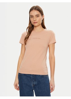 Calvin Klein Jeans T-Shirt Institutional Graphic J20J224990 Beżowy Slim Fit ze sklepu MODIVO w kategorii Bluzki damskie - zdjęcie 182619852