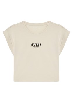 Guess T-Shirt J4BI34 J1314 Beżowy Boxy Fit ze sklepu MODIVO w kategorii Bluzki dziewczęce - zdjęcie 182619882
