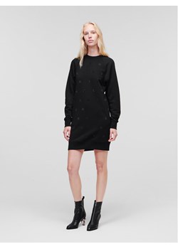 KARL LAGERFELD Sukienka dzianinowa Monogram Rhinestone 226W1353 Czarny Regular Fit ze sklepu MODIVO w kategorii Sukienki - zdjęcie 182620443