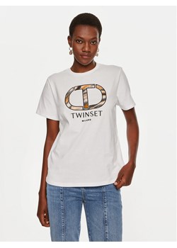 TWINSET T-Shirt 242TP2523 Biały Regular Fit ze sklepu MODIVO w kategorii Bluzki damskie - zdjęcie 182620884