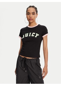 Juicy Couture T-Shirt Collegiate Ringer JCWCT125320 Czarny Slim Fit ze sklepu MODIVO w kategorii Bluzki damskie - zdjęcie 182621310