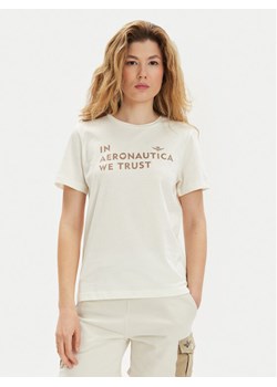Aeronautica Militare T-Shirt 241TS2233DJ510 Beżowy Regular Fit ze sklepu MODIVO w kategorii Bluzki damskie - zdjęcie 182621454